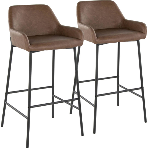 Daniella 30" Bar Stool in Black Metal & Espresso Leatherette (Set of 2)